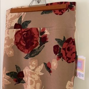 Floral Tan/Ruby Stretch “Cassie” Skirt